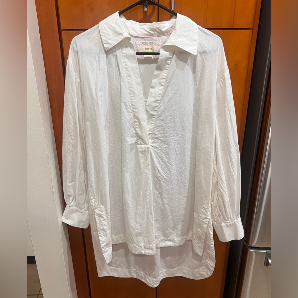 Women’s Loose Fitting Blouse, White, Size Medium, Anthropology brand Maeve